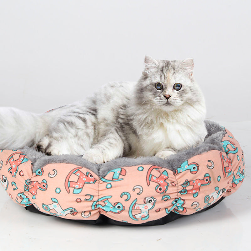 Calming Donut Round Fluffy Pet Bed