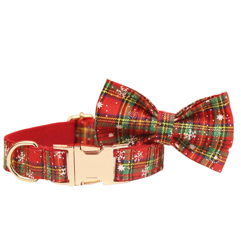 Red Background Snowflake Christmas Pet Collar