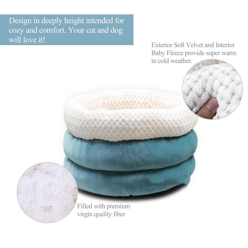 Semi-closed Round Ice Velvet Pet Bed
