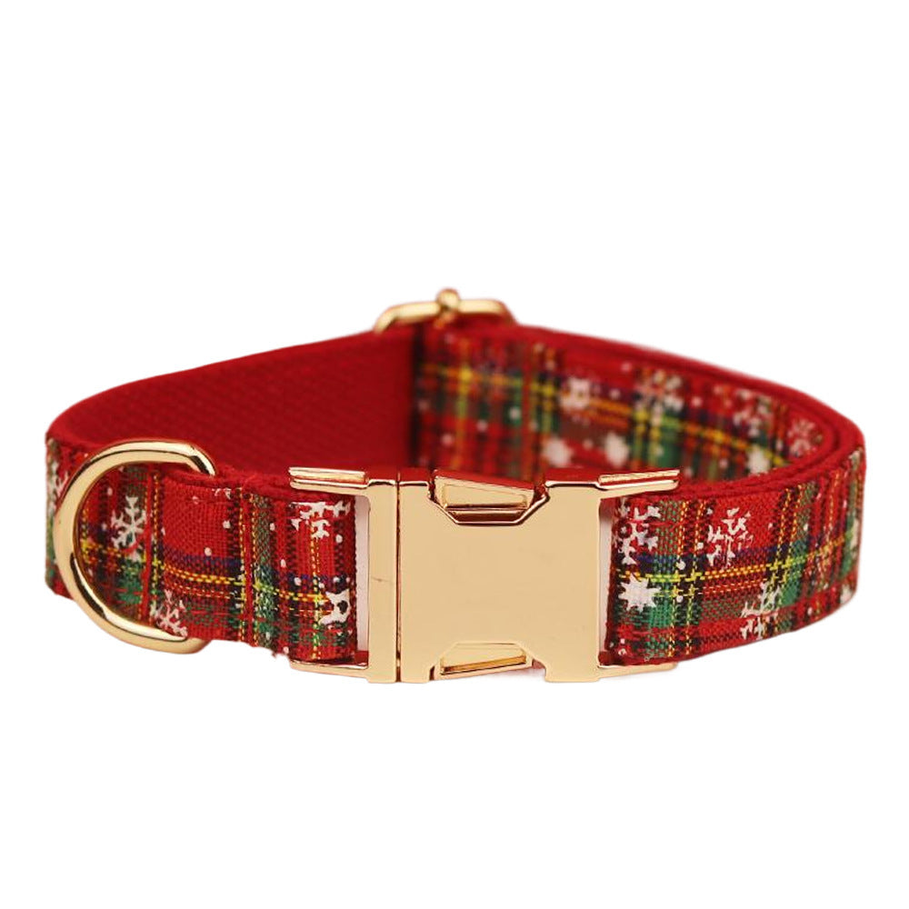 Red Background Snowflake Christmas Pet Collar