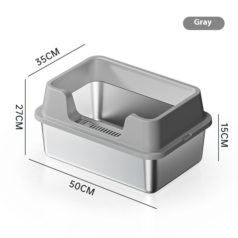 Stainless Steel Litter Box Open Deepening