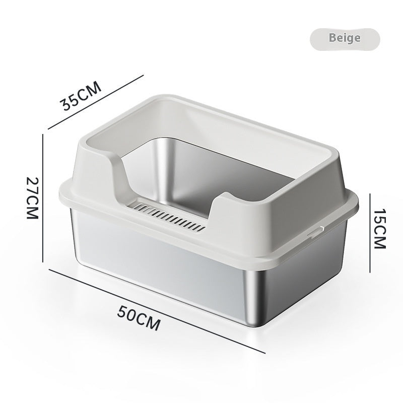 Stainless Steel Litter Box Open Deepening