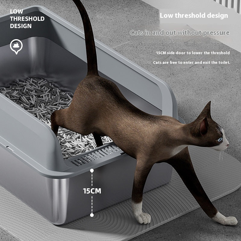 Stainless Steel Litter Box Cat Toilet