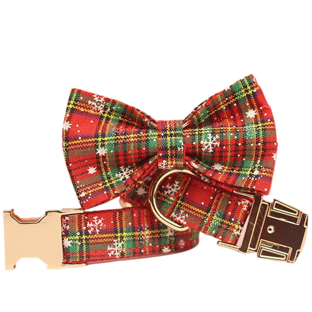 Red Background Snowflake Christmas Pet Collar