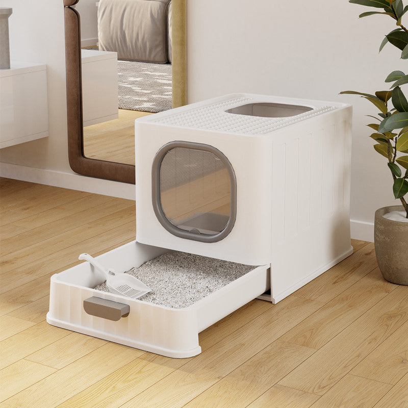Fully Enclosed Litter Box Large Plastic Folding
