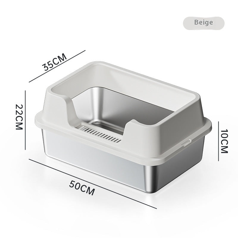 Stainless Steel Litter Box Open Deepening