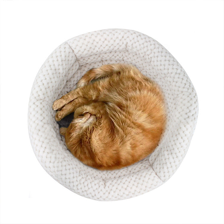 Semi-closed Round Ice Velvet Pet Bed