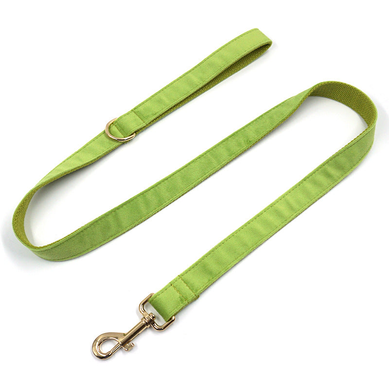 Pet Collar Dog Leash Matcha Green Velvet High-grade Gold Buckle
