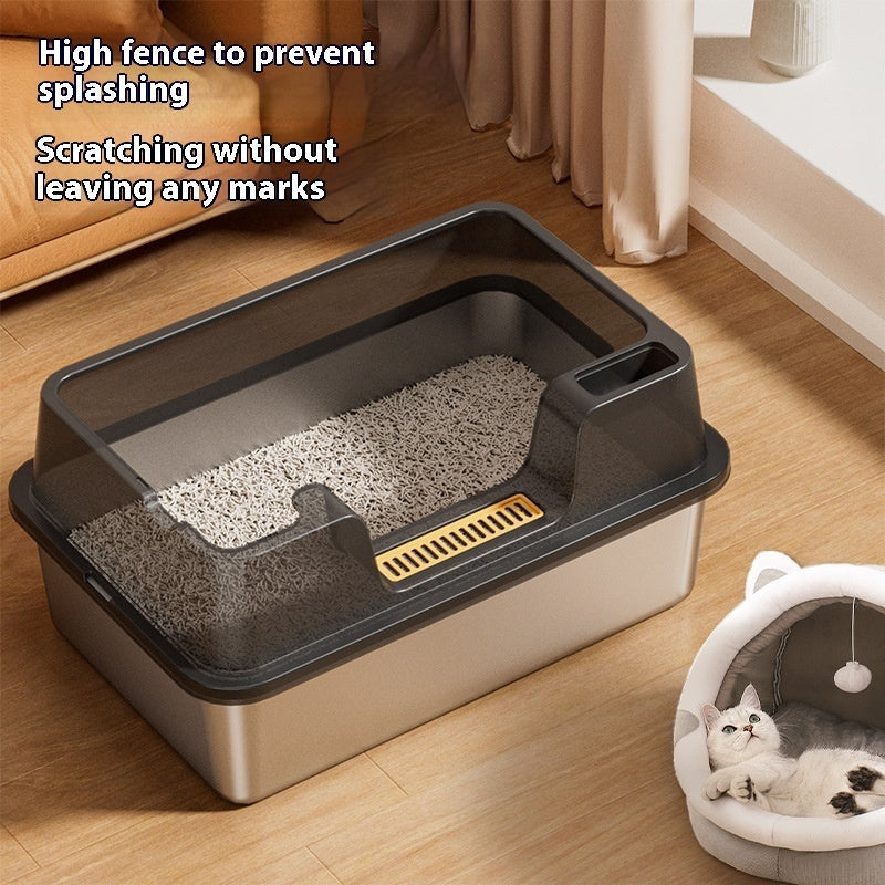 Stainless Steel Litter Box Open Deepening