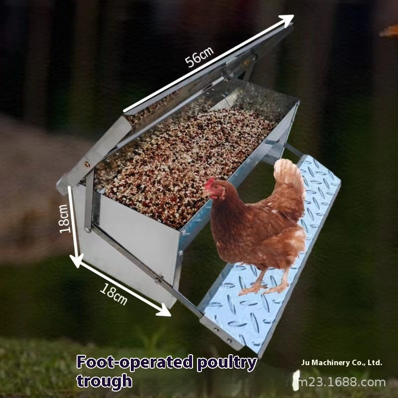 Pedal Chicken Feeding Trough Stainless Steel Chicken Artifact Automatic Feeding Universal Slot