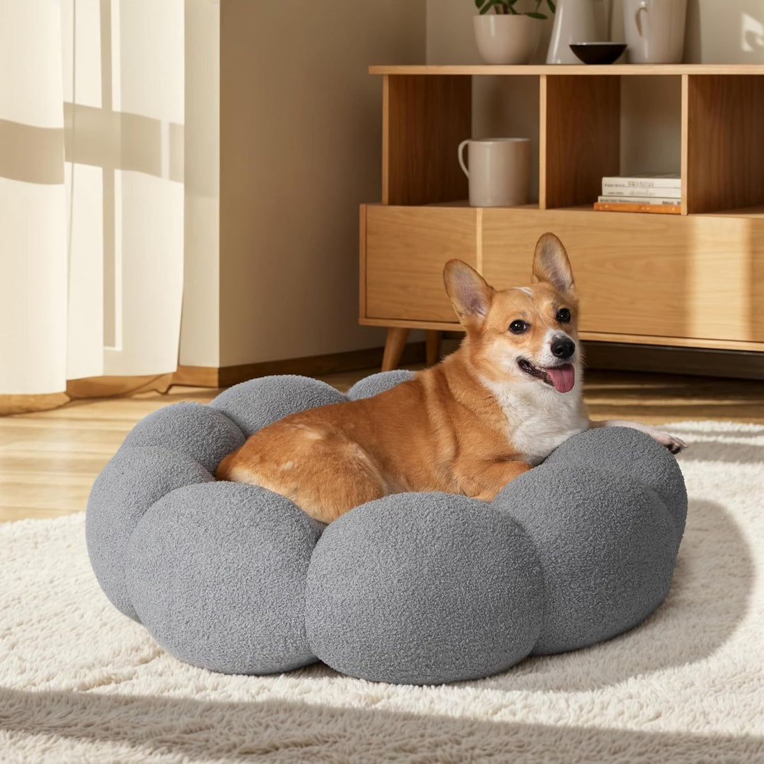 Calming Fluffy Flower Pet Bed
