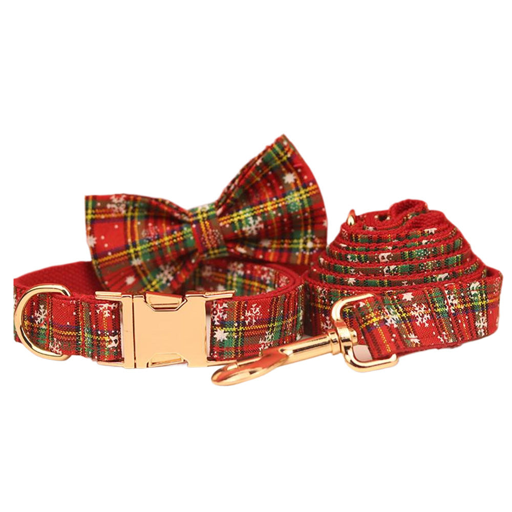 Red Background Snowflake Christmas Pet Collar