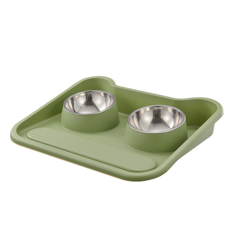 Cats, Dogs, And Food Utensils, Neck Protection, Leak Proof, Stainless Steel Tilted Double Bowl Food Utensils, Pet Products