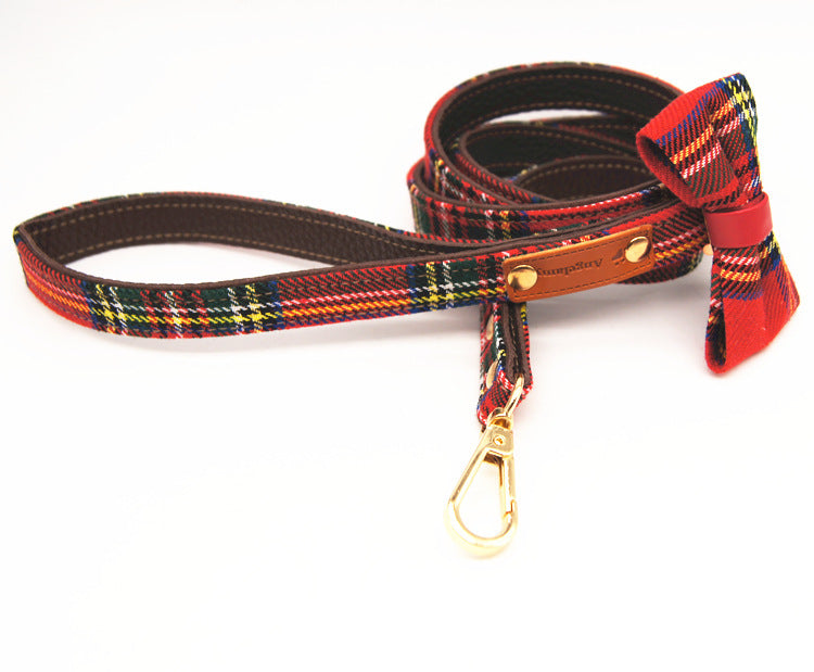 Red Plaid JK Series Bowknot Detachable Small Cat And Dog Universal Pet Collar