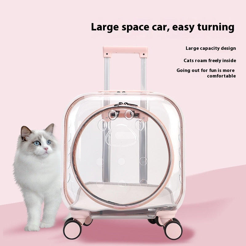 Transparent Portable Outdoor Mute Dogs And Cats Trolley Case Space Capsule