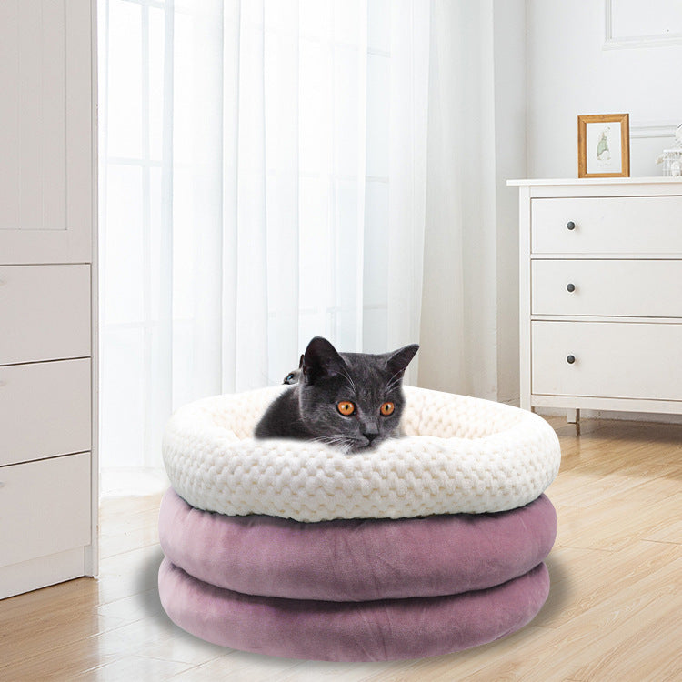 Semi-closed Round Ice Velvet Pet Bed