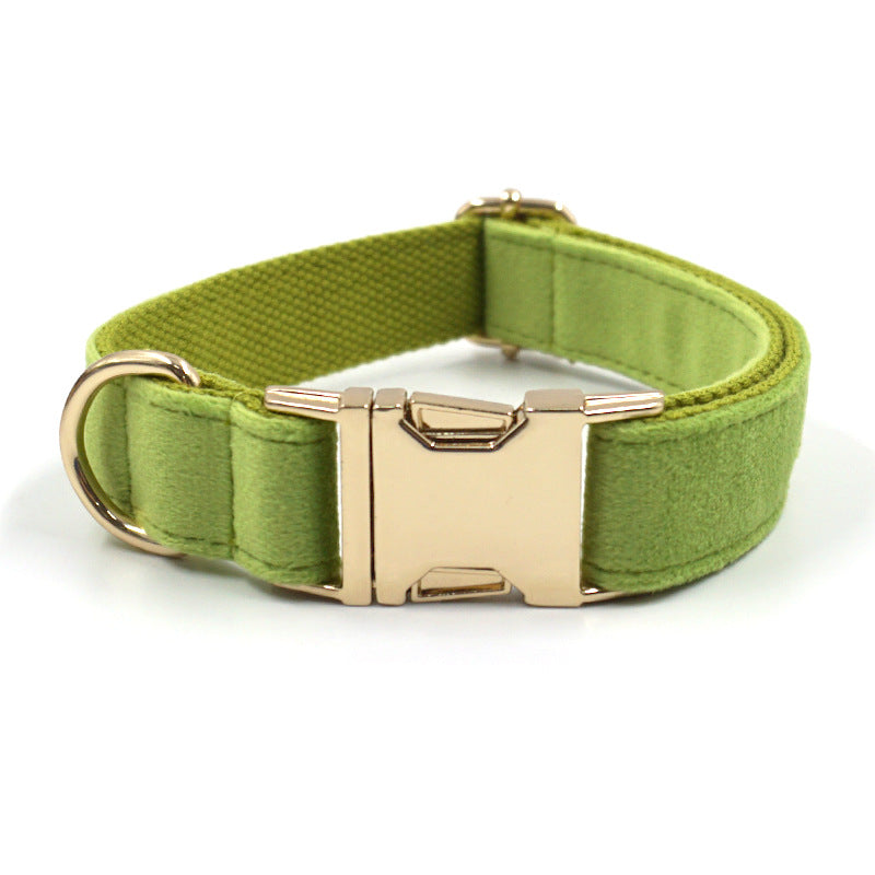 Pet Collar Dog Leash Matcha Green Velvet High-grade Gold Buckle