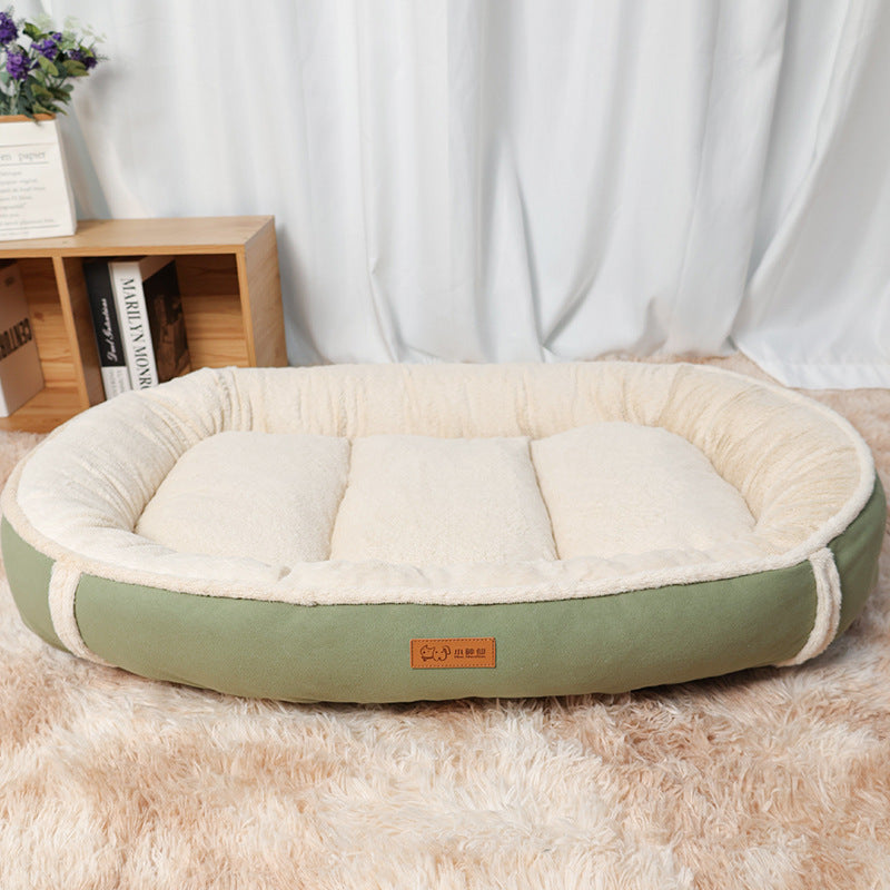 Linen Round Non-slip Pet Bed