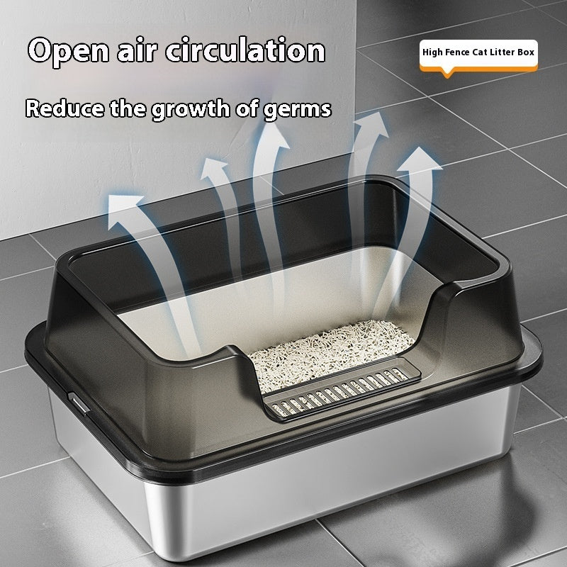 Stainless Steel Litter Box Open Deepening