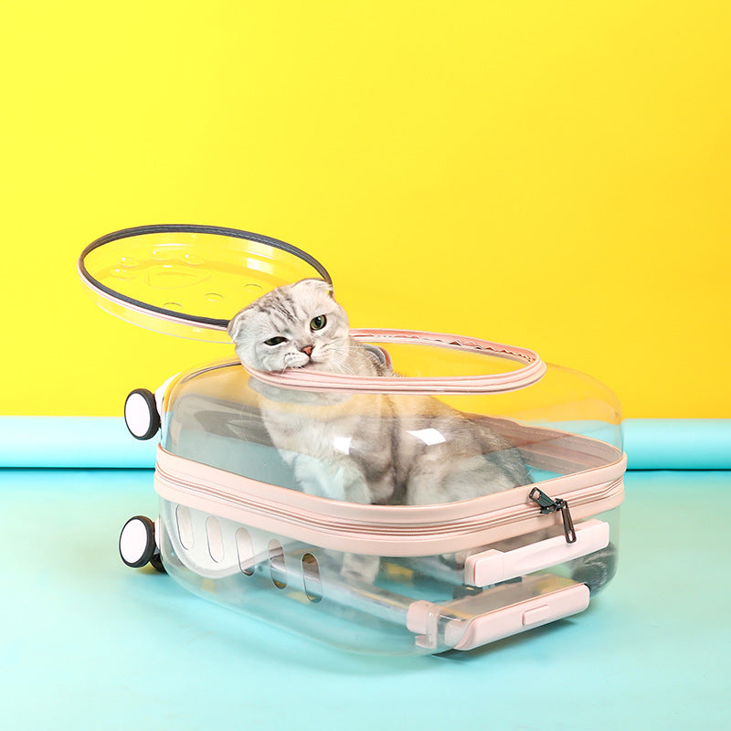 Transparent Portable Outdoor Mute Dogs And Cats Trolley Case Space Capsule