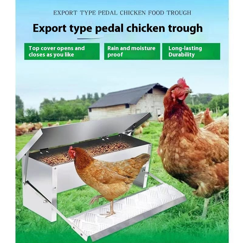 Pedal Chicken Feeding Trough Stainless Steel Chicken Artifact Automatic Feeding Universal Slot