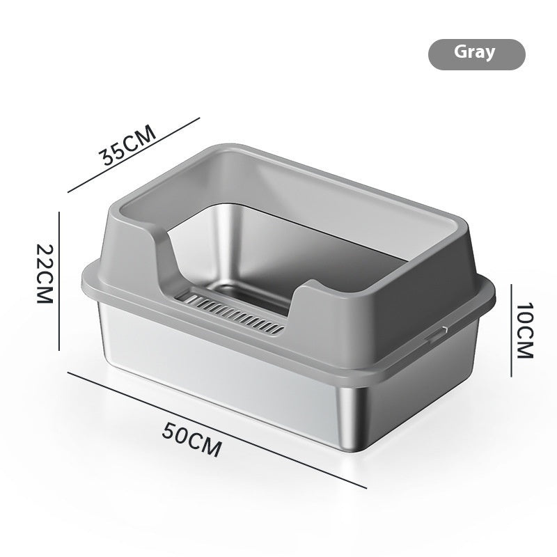 Stainless Steel Litter Box Open Deepening