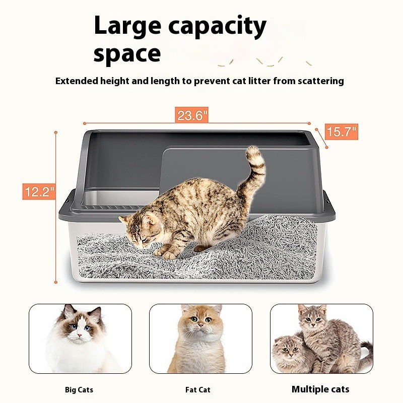 Semi-closed Stainless Steel Litter Box