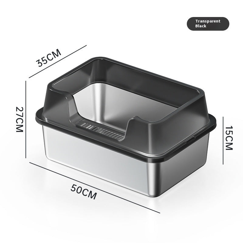 Stainless Steel Litter Box Open Deepening