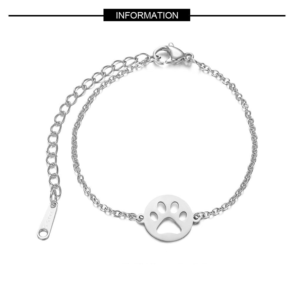 Titanium Steel Jewelry Hollow Golden Animal Paw Print Stainless Steel Thin Chain Bracelet