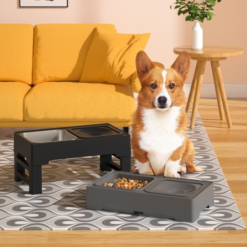 Dog Double Stainless Stand Adjustable Bowls