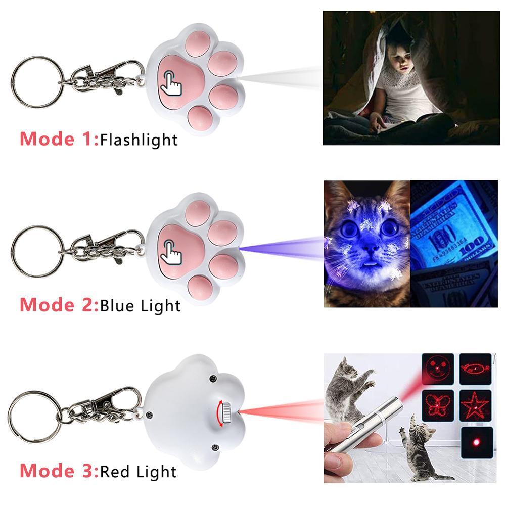 Pet Cats Infrared Teaser Toys Key Chain Lighting Multifunctional Rechargeable Various Patterns Iq Training Toy Usb Charge